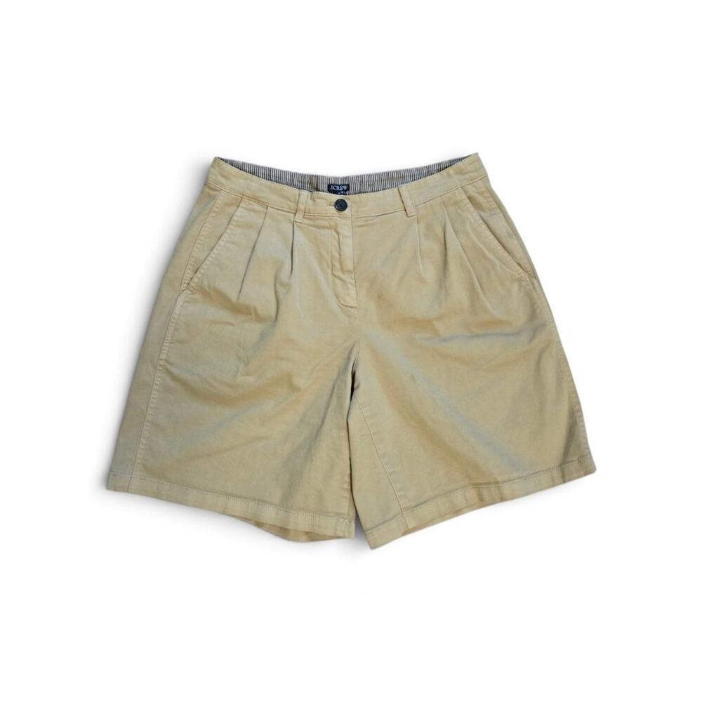 J.Crew Re-Imagined Womens Size 4 Khaki Pleated Mid Rise Chino Shorts Cotton